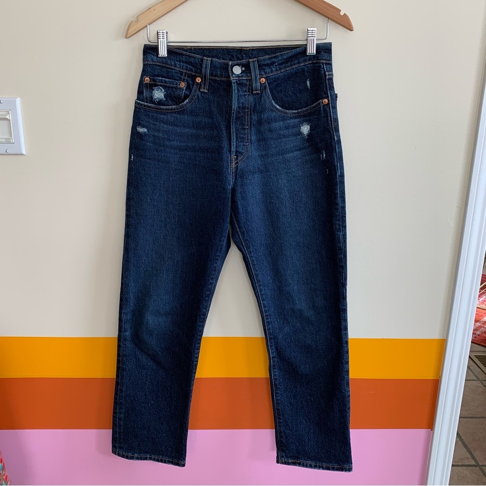 Classic High-Rise Straight Jeans in Dark Blue - Picture 3 of 7